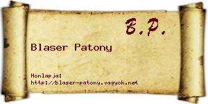 Blaser Patony névjegykártya